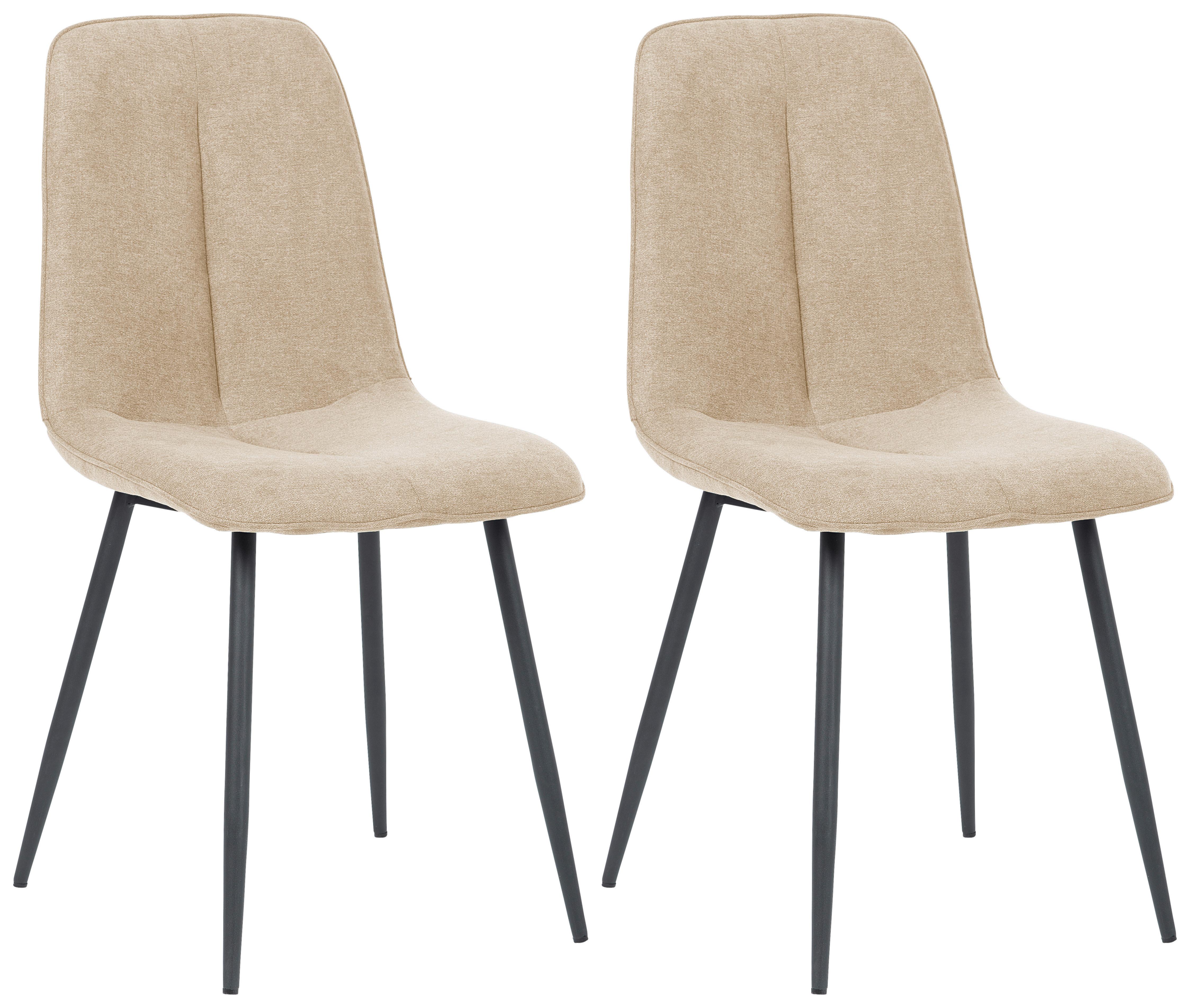 Stuhl-set 2er Lago Beige Lago - Beige/Schwarz, MODERN, Holz/Textil (47/87/58cm) - P & B