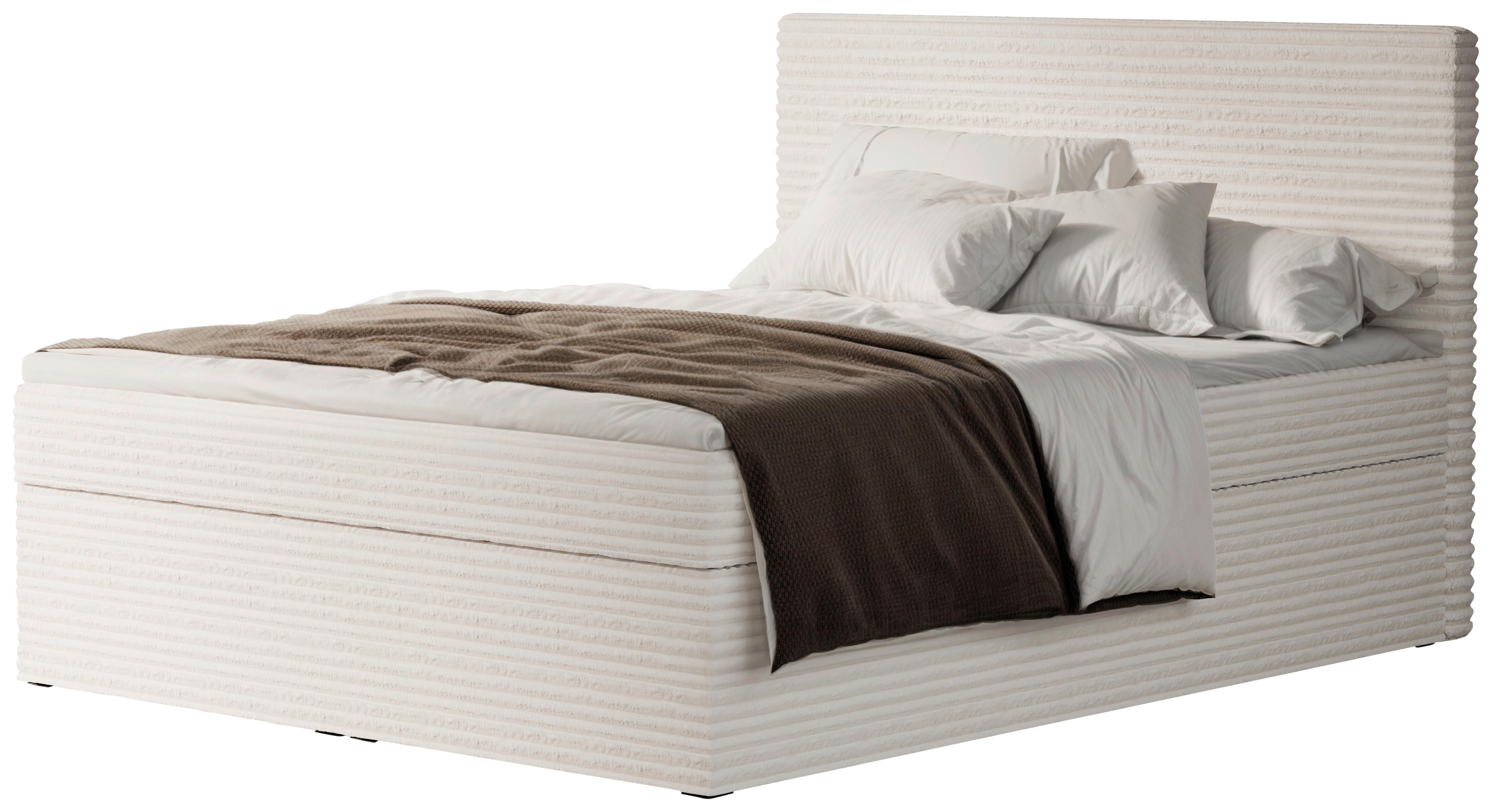 Boxbett Cordoba Creme, Lf: 160x200 cm - Creme/Schwarz, Basics, Holz/Textil (160/200cm) - Livetastic