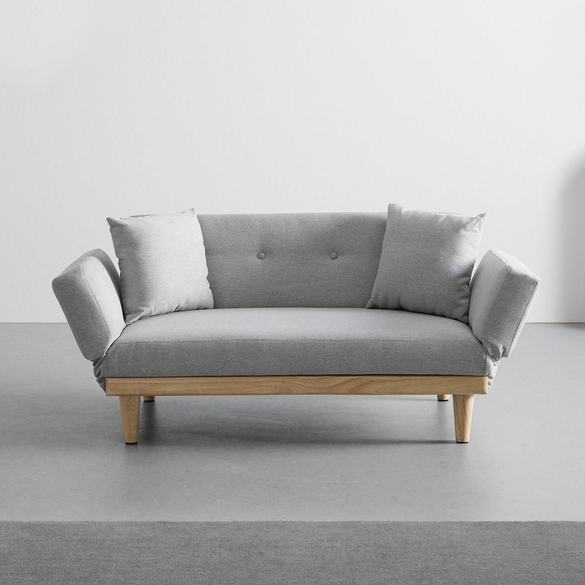 Rozkládací pohovka vhodná pro děti - Jola světlešedá - světle šedá/přírodní barvy, Moderní, dřevo/textil (131/64/73cm) - Bessagi Home