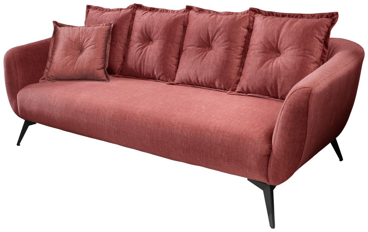 3-sitzer-sofa Baggio Mit Kissen Koralle - Koralle/Schwarz, MODERN, Holz/Textil (236/94/103cm) - Livetastic