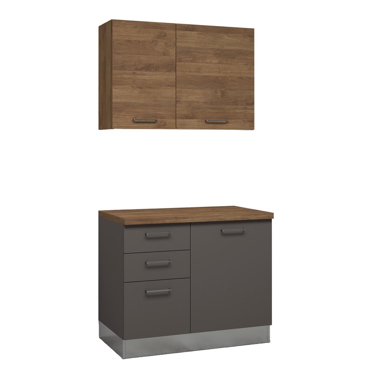 Eckküche Freia Mit Geräte 250x225 Cm Anthrazit/nussbaum - Walnussfarben/Alufarben, LIFESTYLE, Holzwerkstoff/Kunststoff (250/225cm) - MID.YOU