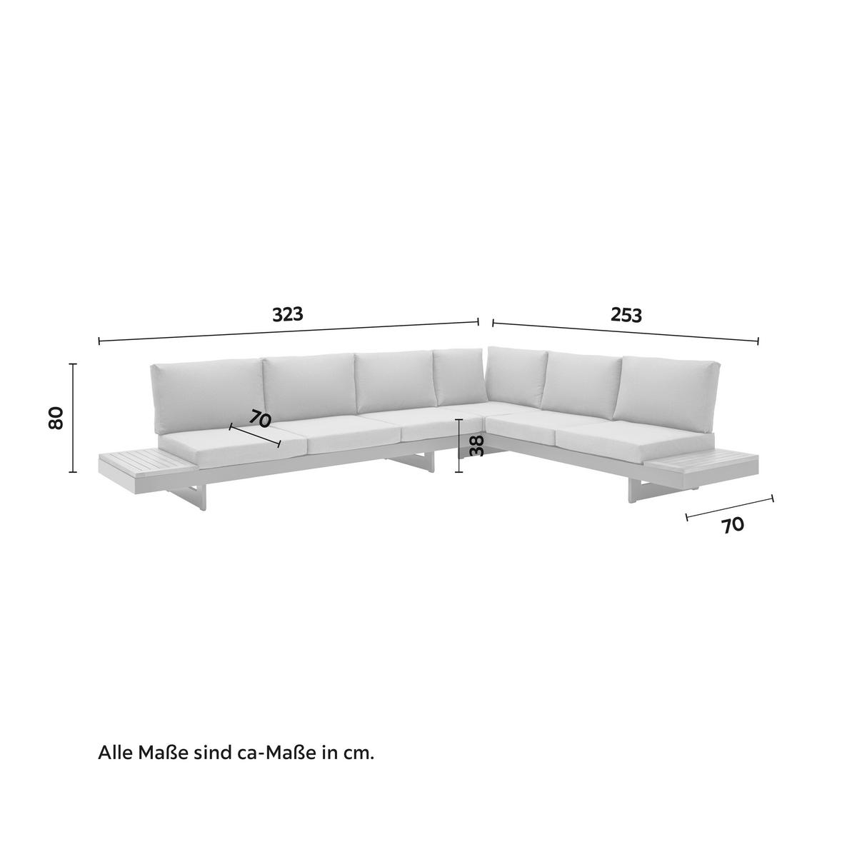 Zahradní sedací souprava AMAIA - šedá/tmavě šedá, Moderní, kov/dřevo (323/80/70cm) - Bessagi Garden