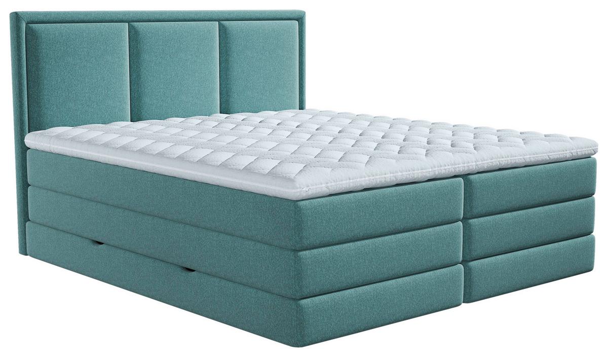 Boxspringbett mit Topper & Bettkasten 140x200 Swing - Türkis, Design, Holzwerkstoff/Textil (140/200cm) - MID.YOU