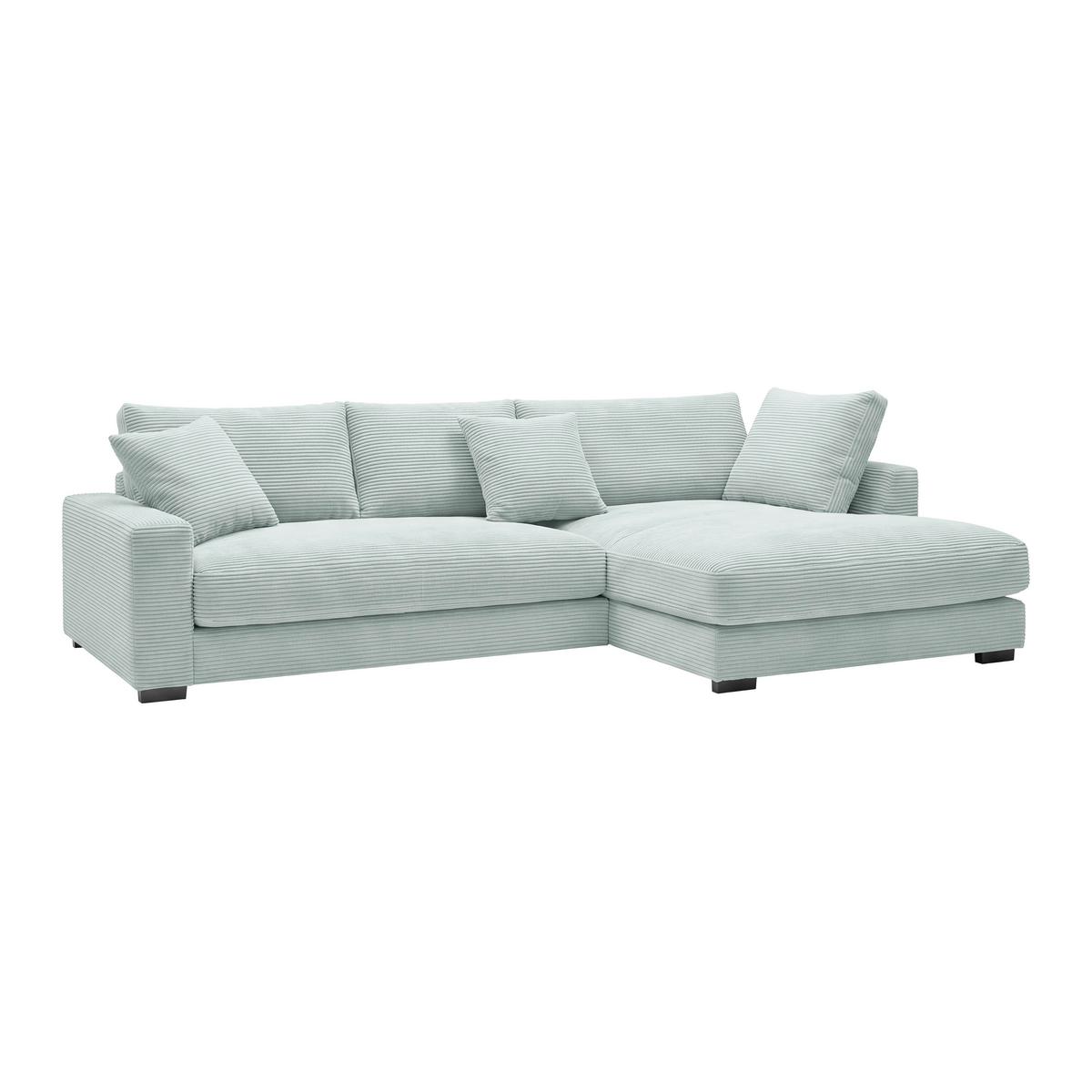 Rohová sedačka PEDRO, pravá, šalvějově zelený manšestr - černá/šalvějově zelená, Moderní, textil/plast (300/190cm) - Mömax