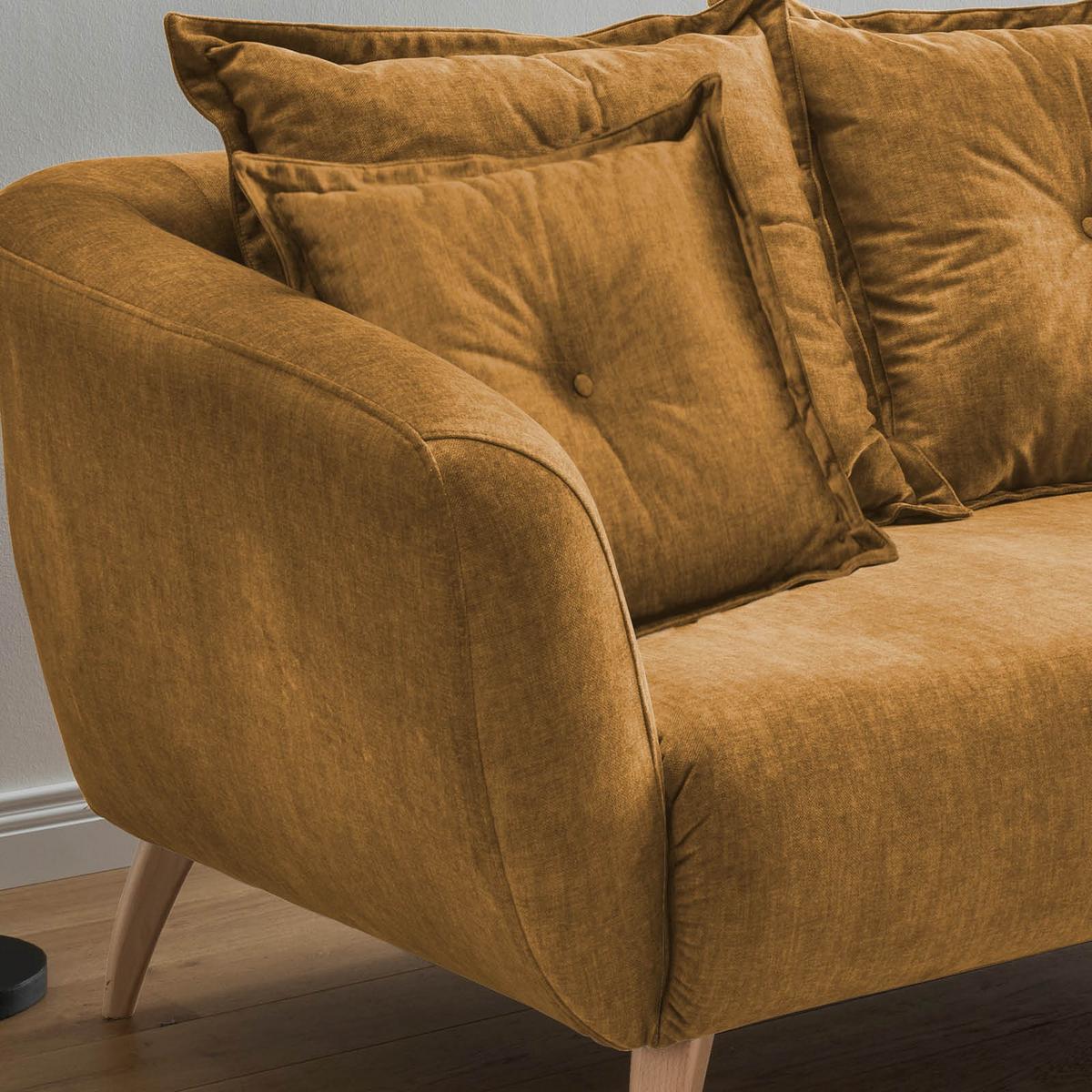 Ecksofa Baggio Gelb S: 277/162 cm - Gelb/Buchefarben, MODERN, Holz/Textil (277/162cm) - Livetastic