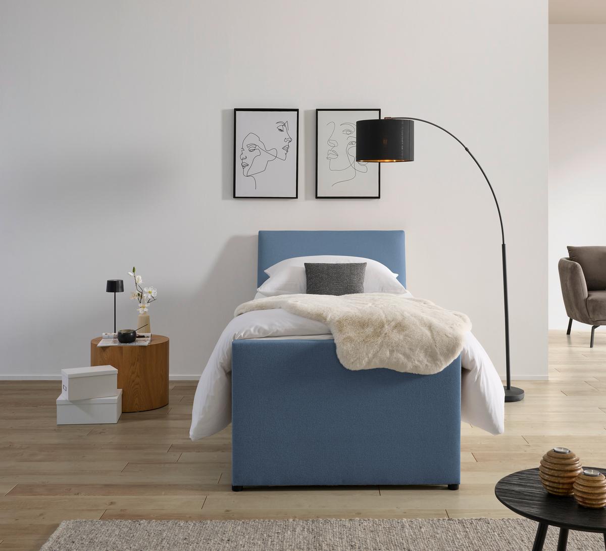 Boxspringbett Mit Bettkasten Nida 100x200 Cm Blaugrau - Blaugrau, MODERN, Holz/Textil (100/200cm) - MID.YOU