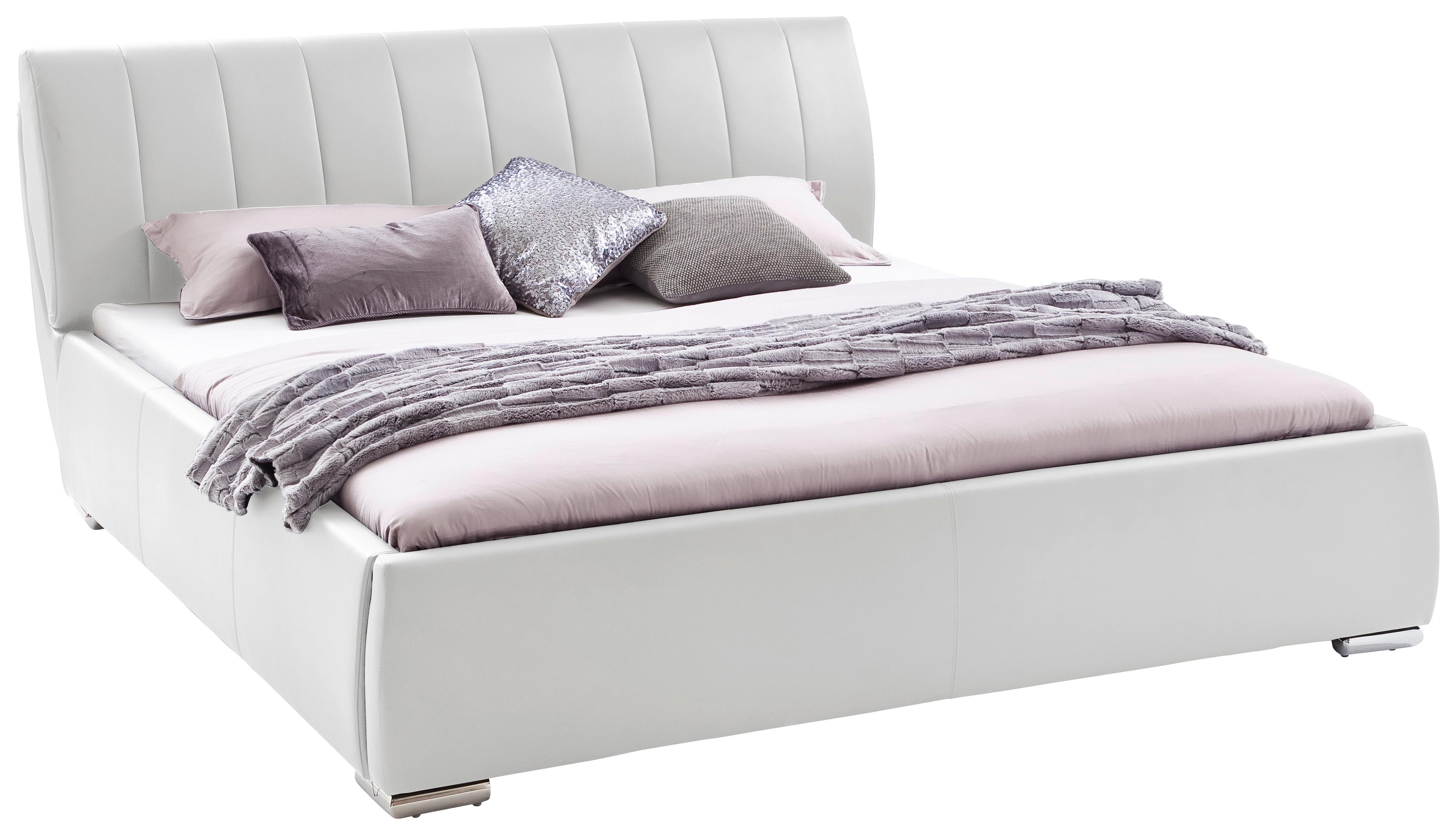 Polsterbett Mit Bettkasten + Lattenrost 180x200 Cm Bern - Chromfarben/Weiß, Design, Holz/Textil (180/200cm) - Xora