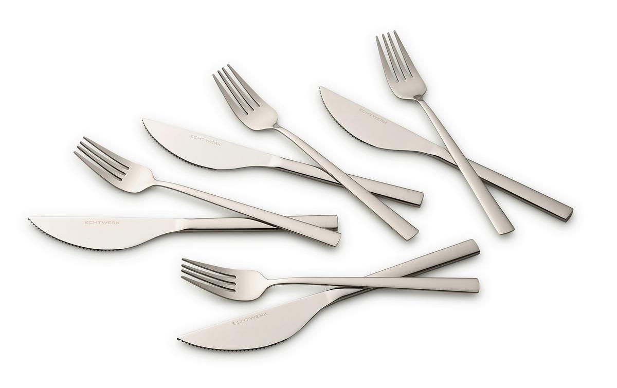 Pizzabesteckset 8-Teilig für 4 Personen - Silberfarben, Basics, Metall (23cm) - Echtwerk