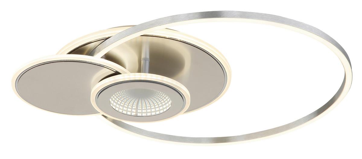 LED-DECKENLEUCHTE Nachtlichtfunktion - Silberfarben/Opal, Design, Kunststoff/Metall (56/45/7,5cm) - Globo