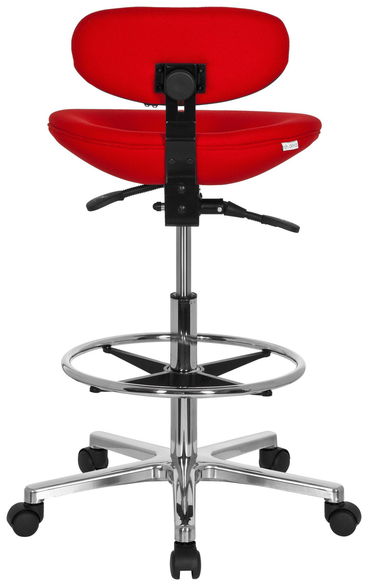 Bürohocker Work Mf Rot Bis 100 Kg - Silberfarben/Rot, Basics, Kunststoff/Textil (50/106/40cm) - MID.YOU