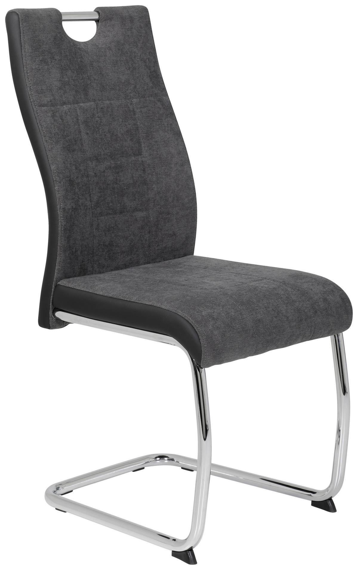 Essgruppe Alina G 5--Teilig. Hellbraun/anthrazit - Chromfarben/Hellbraun, MODERN, Holzwerkstoff/Textil (120-160/80/76cm) - MID.YOU