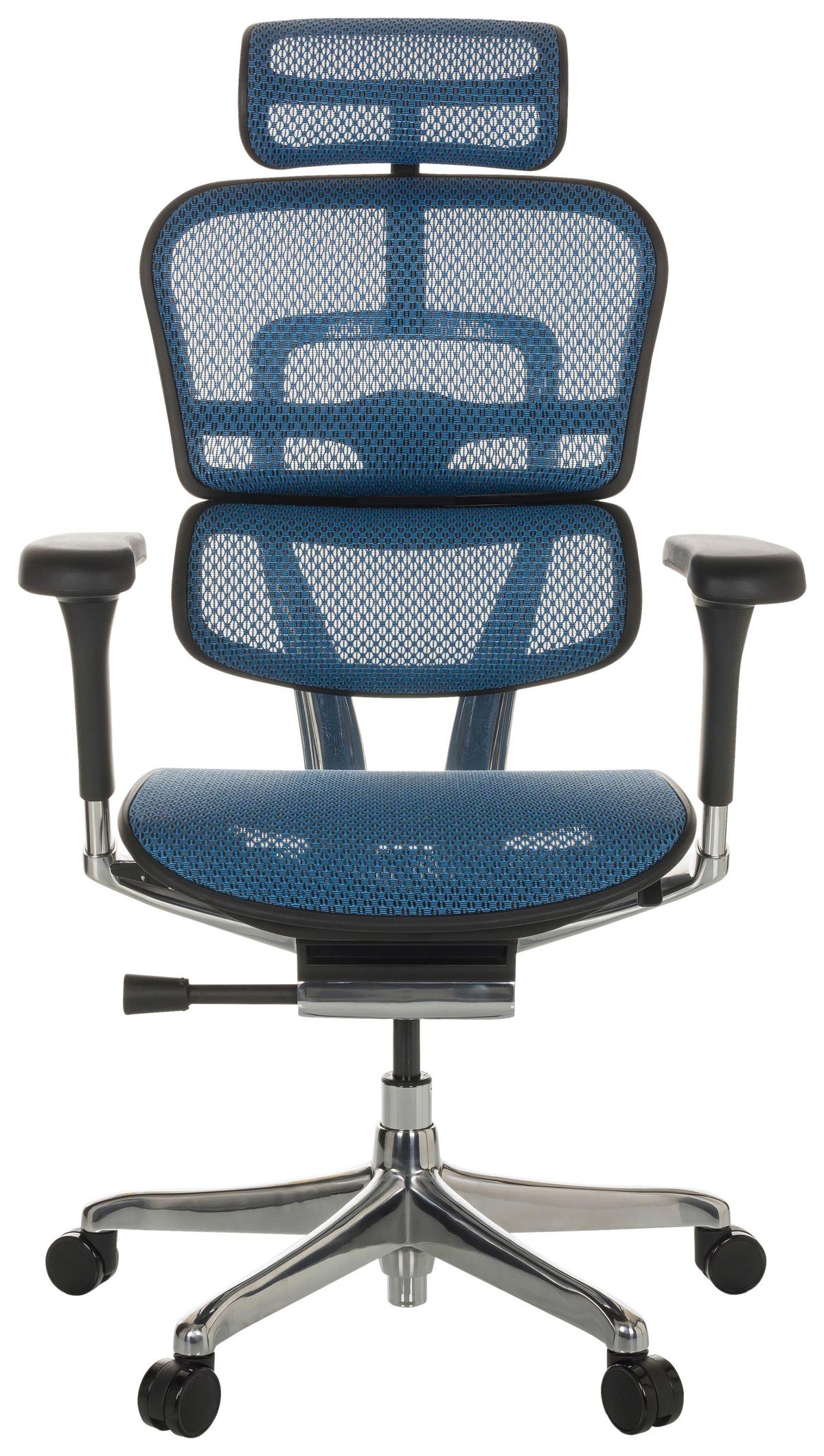 Drehstuhl Ergohuman I - Blau/Silberfarben, Basics, Kunststoff/Textil (69/119-144/65cm) - MID.YOU
