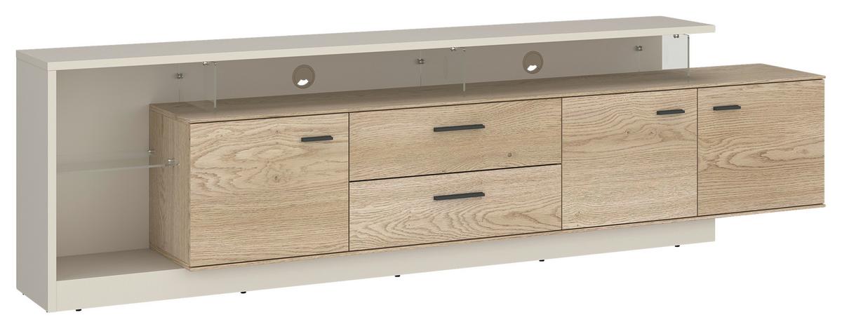 TV-Element, B: 236,4 cm Eichefarben/Kaschmir - Kaschmir/Eichefarben, MODERN, Glas/Holzwerkstoff (236,4/65,5/40cm)