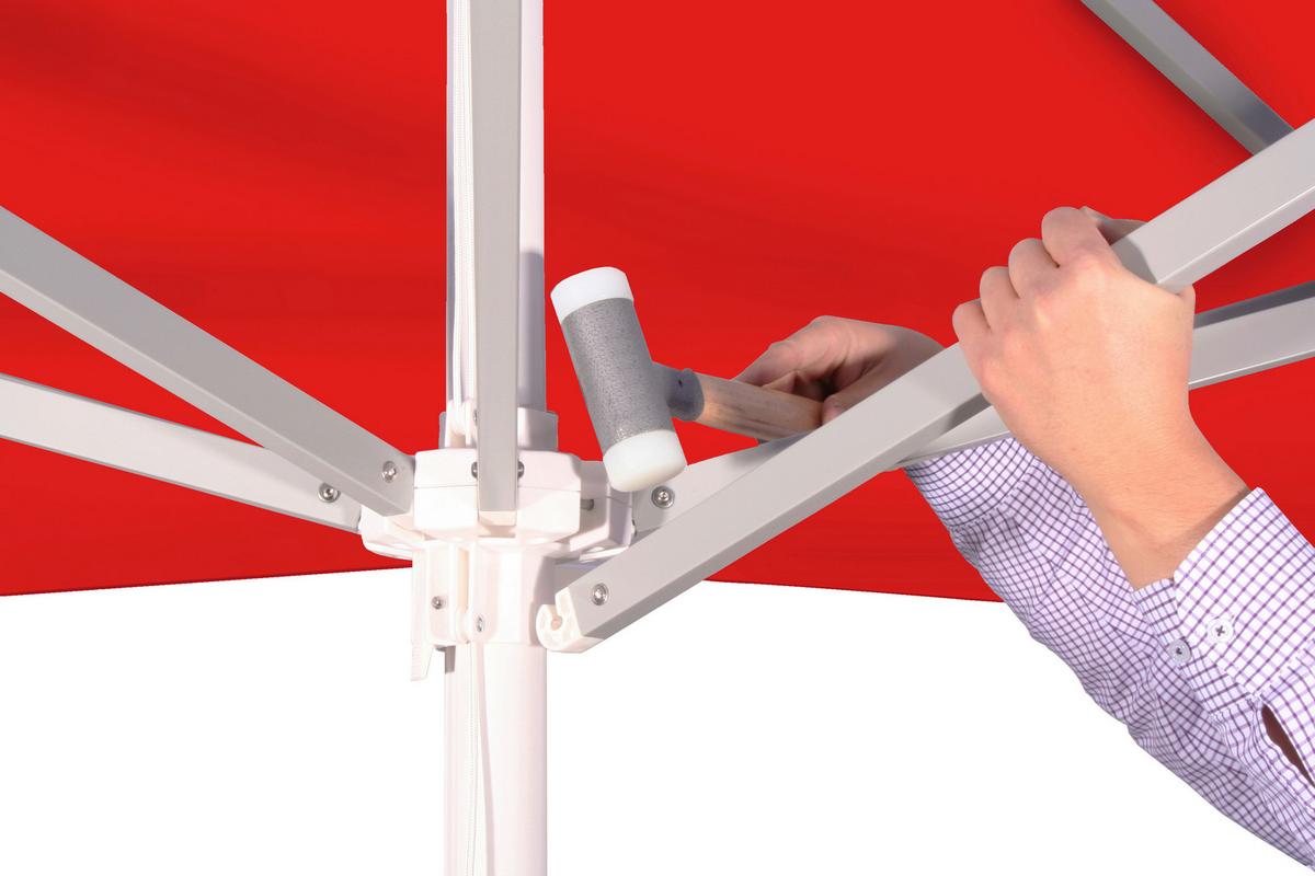 Ampelschirm Quadro LxBxH: 300x295x300 cm Rot - Rot/Silberfarben, Basics, Textil/Metall (300/295/300cm) - Schneider