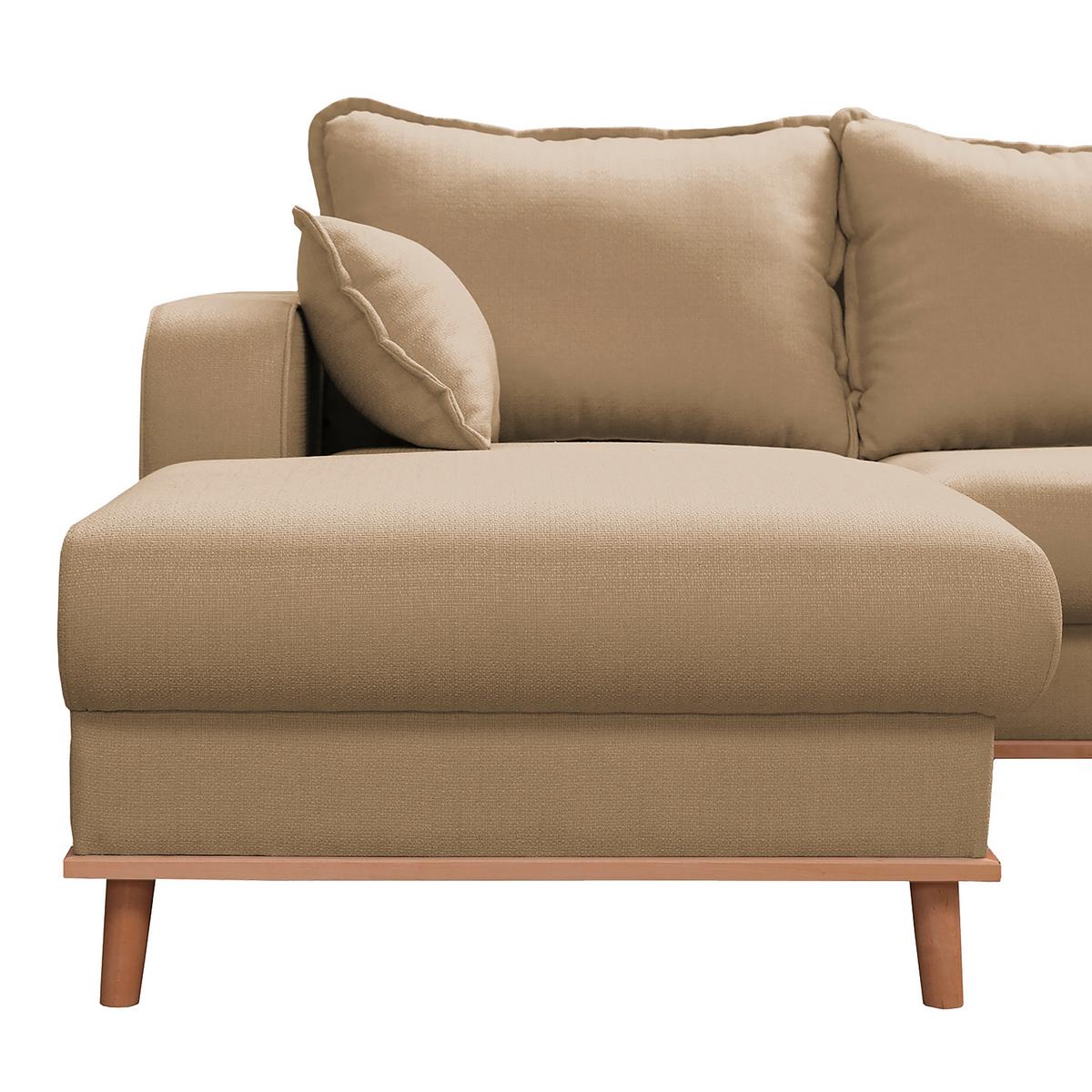 Wohnlandschaft Beata Sandfarben U: 170x296x167 cm - Sandfarben/Wengefarben, Design, Textil (170/296/167cm) - Livetastic