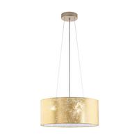 Hängeleuchte Viserbella H: 110 cm 3-Flammig - Champagner/Goldfarben, KONVENTIONELL, Textil/Metall (53/110cm) - Eglo