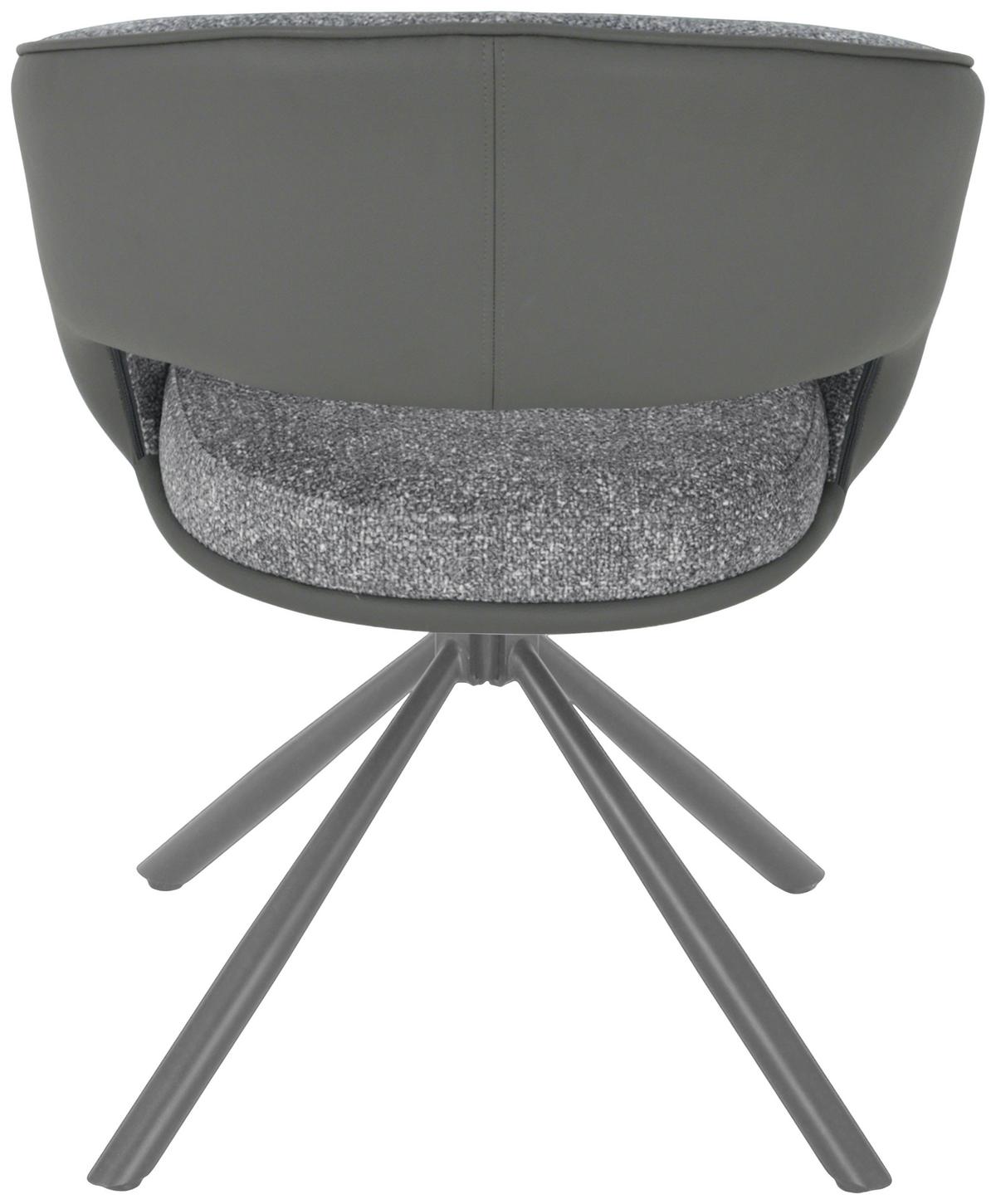 Armlehnstuhl Alva Leinenoptik Grau, B: 58 cm - Dunkelgrau/Grau, LIFESTYLE, Holz/Textil (58/83/62cm) - Livetastic
