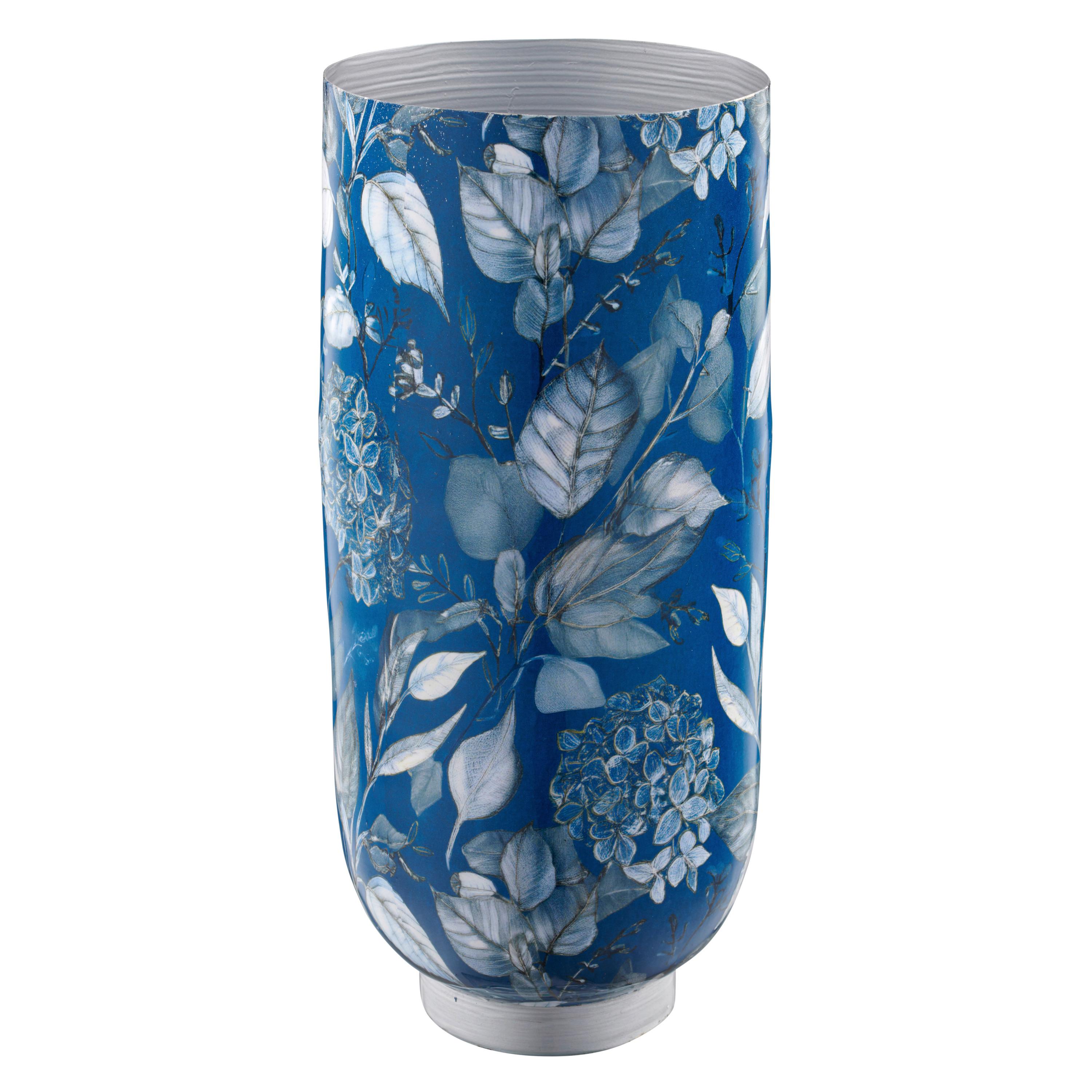 Vase Emma - Blau, Basics, Metall (13/30/13cm)
