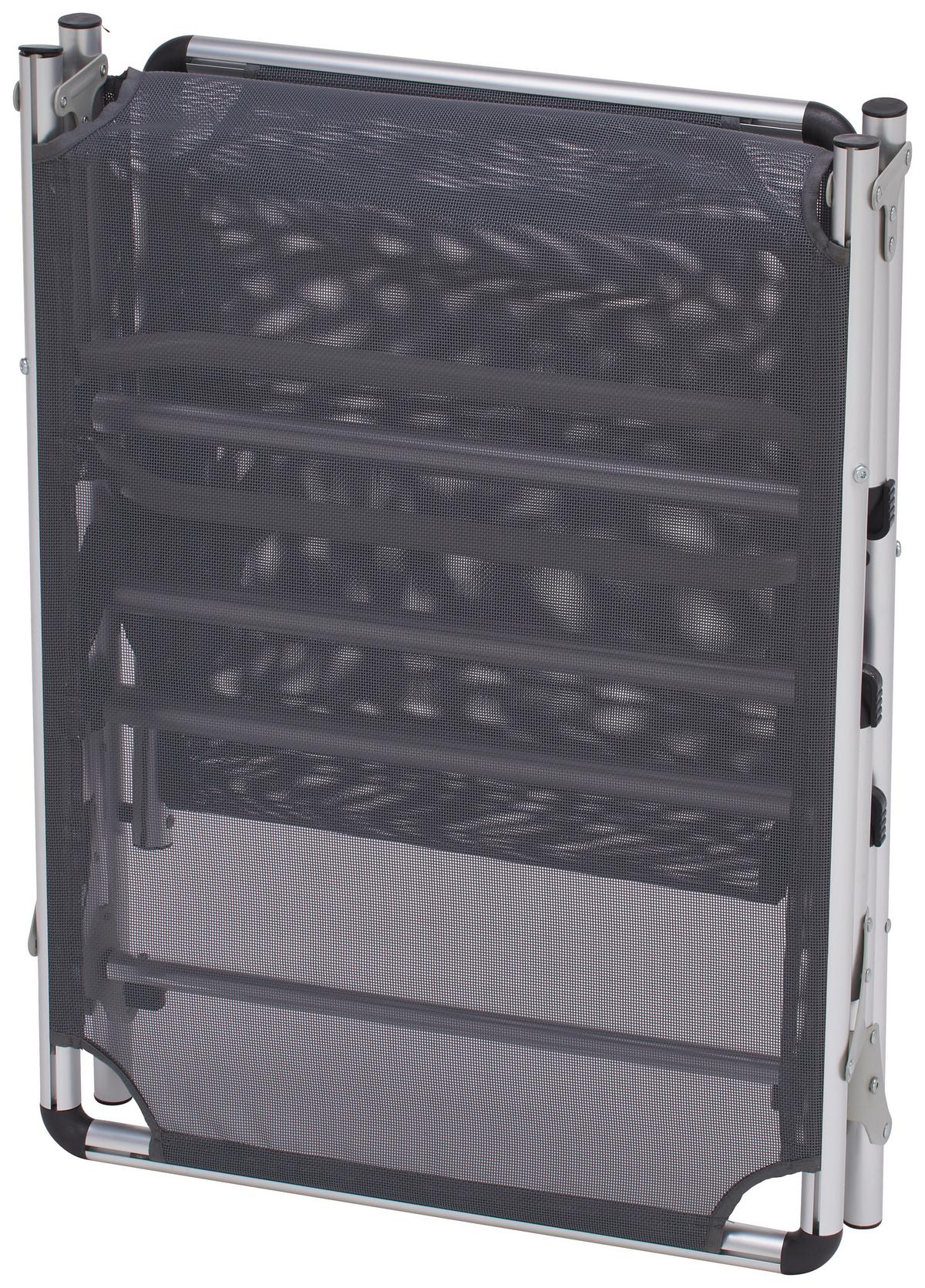 Dreibeinliege Leni Aluminium, Textilene - Anthrazit/Alufarben, MODERN, Textil/Metall (186/25/56cm) - Ondega