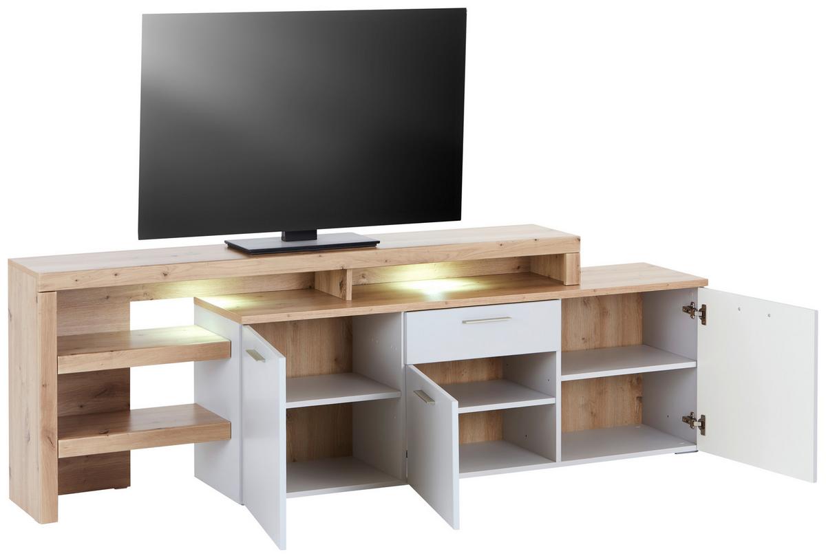 TV-Element Twin B: 205-278,2 cm Hellgrau/Eiche Dekor - Silberfarben/Hellgrau, MODERN, Holzwerkstoff (205-278,2/68,2/37,2cm)