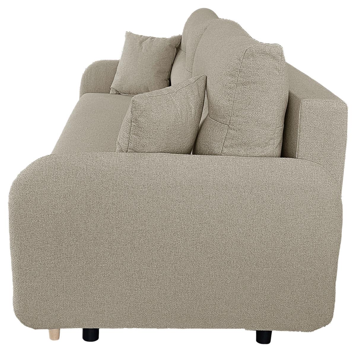 Schlafsofa Mit Bettkasten Vero Beige B: 206 Cm - Beige/Schwarz, Design, Textil (206/88/93cm) - MID.YOU