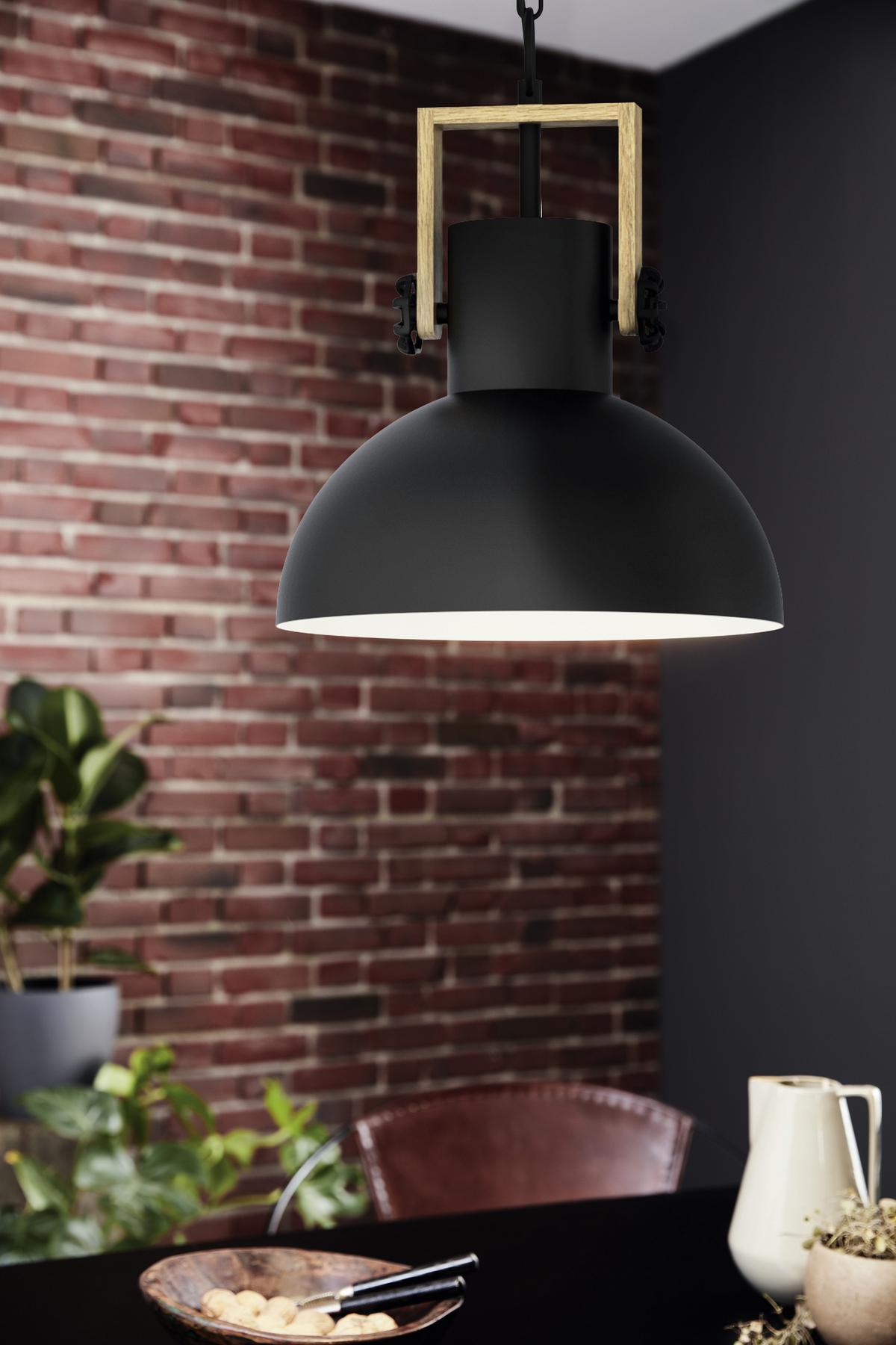 Hängeleuchte 43162* Lubenham - Hellbraun/Schwarz, Trend, Holz/Metall (30/110cm) - Eglo