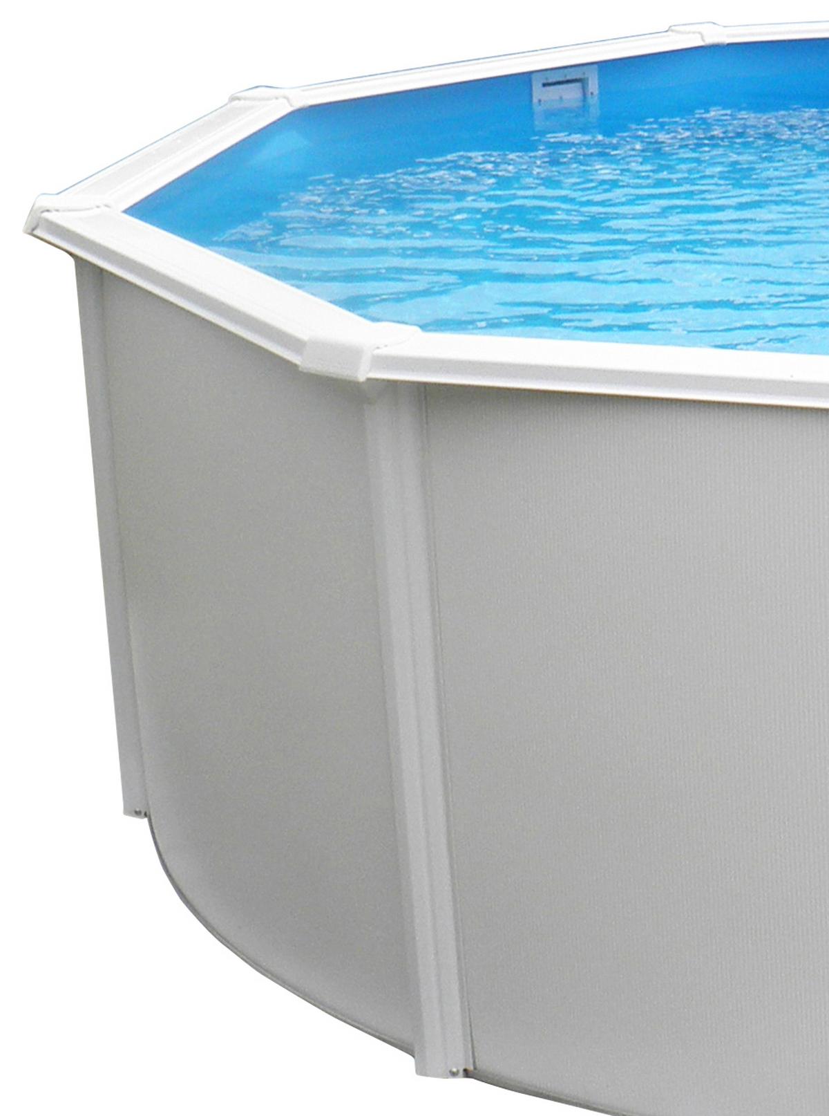 Stahlwandpool Rund Set Steely De Luxe Mit Pumpe Ø 460 Cm - Weiß, MODERN, Metall (460/120cm)