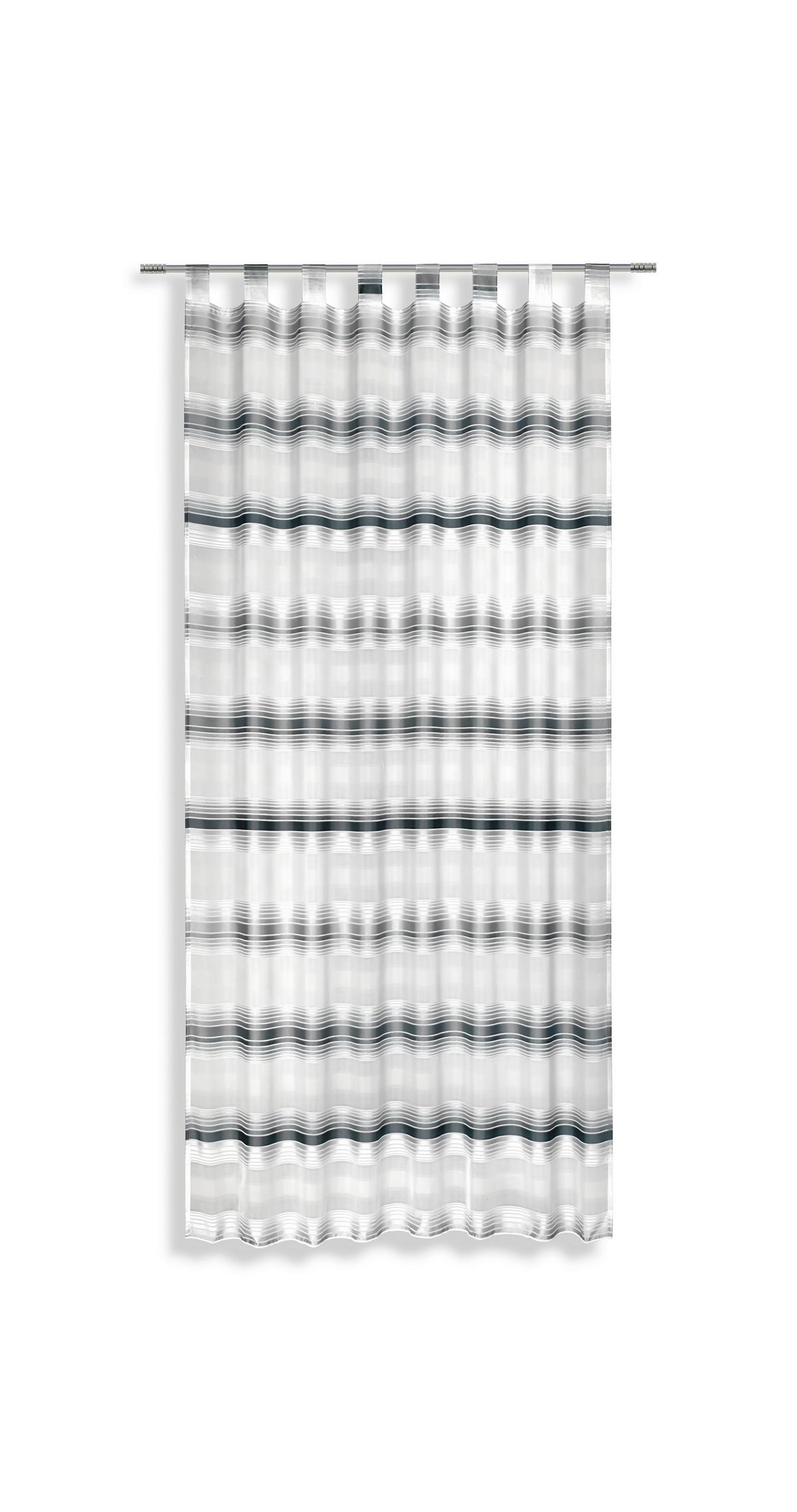 Vorhang mit Schlaufen und Band Fianna 140x245 cm Silber/ Weiß - Silberfarben, KONVENTIONELL, Textil (140/245cm) - Luca Bessoni