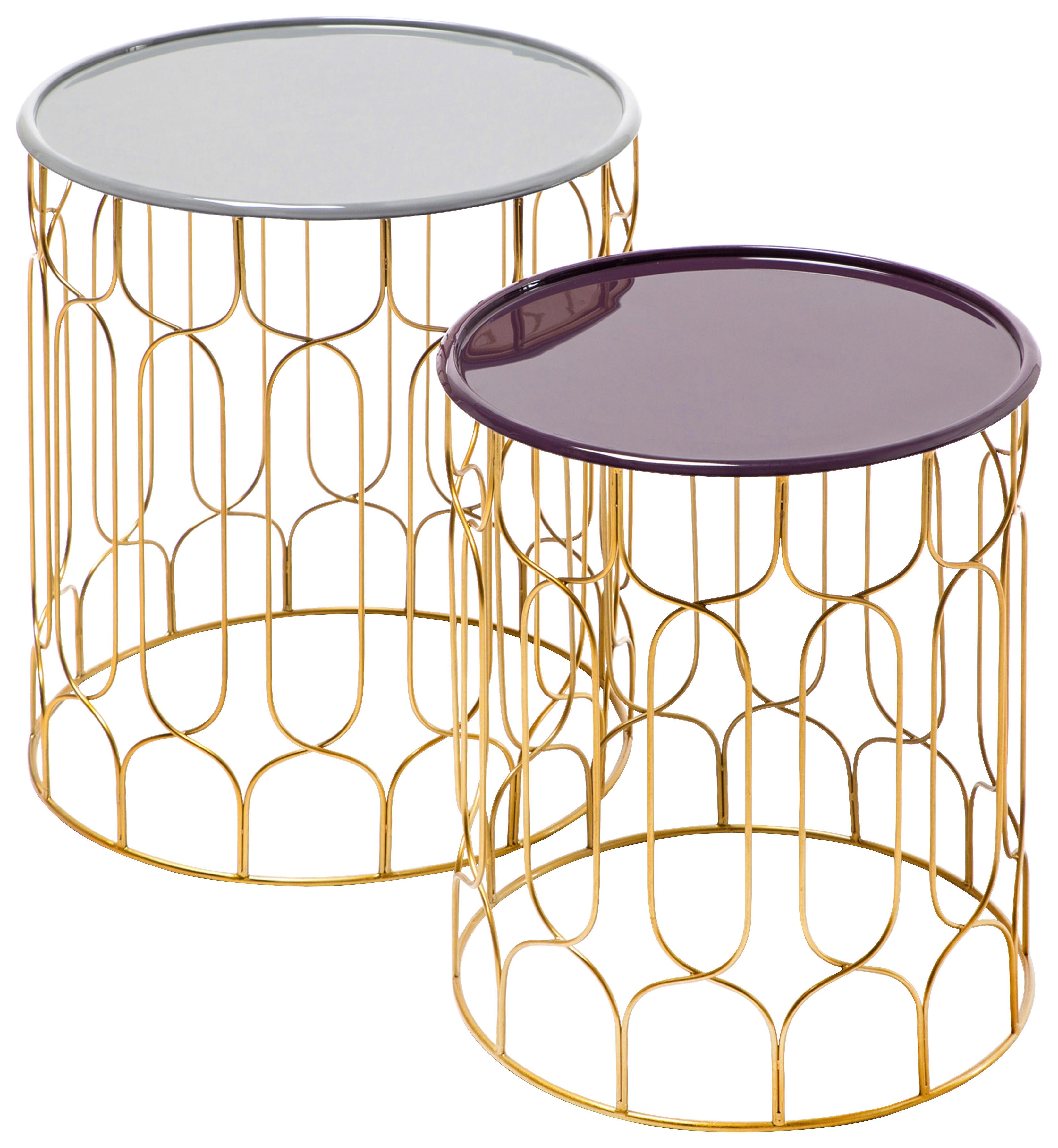 Beistelltischset Set Timba- 210 - Goldfarben, Design, Metall - Kayoom
