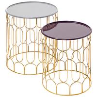 Beistelltischset Set Timba- 210 - Goldfarben, Design, Metall - Kayoom