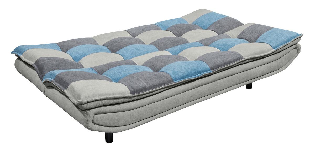 Schlafsofa mit Bettkasten Patch, Mischgewebe - Blau/Schlammfarben, Basics, Holzwerkstoff/Textil (188/90/89cm) - MID.YOU