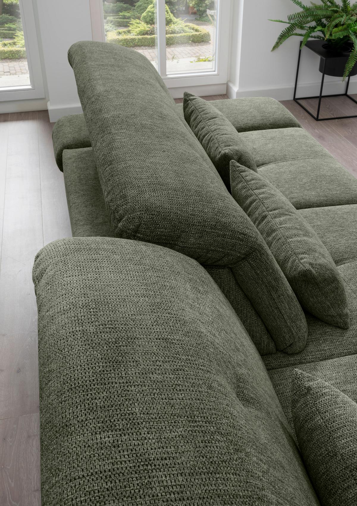 Ecksofa Dalida Dunkelgrün S: 254x280cm - Chromfarben/Dunkelgrün, Design, Textil (254/280cm) - Livetastic