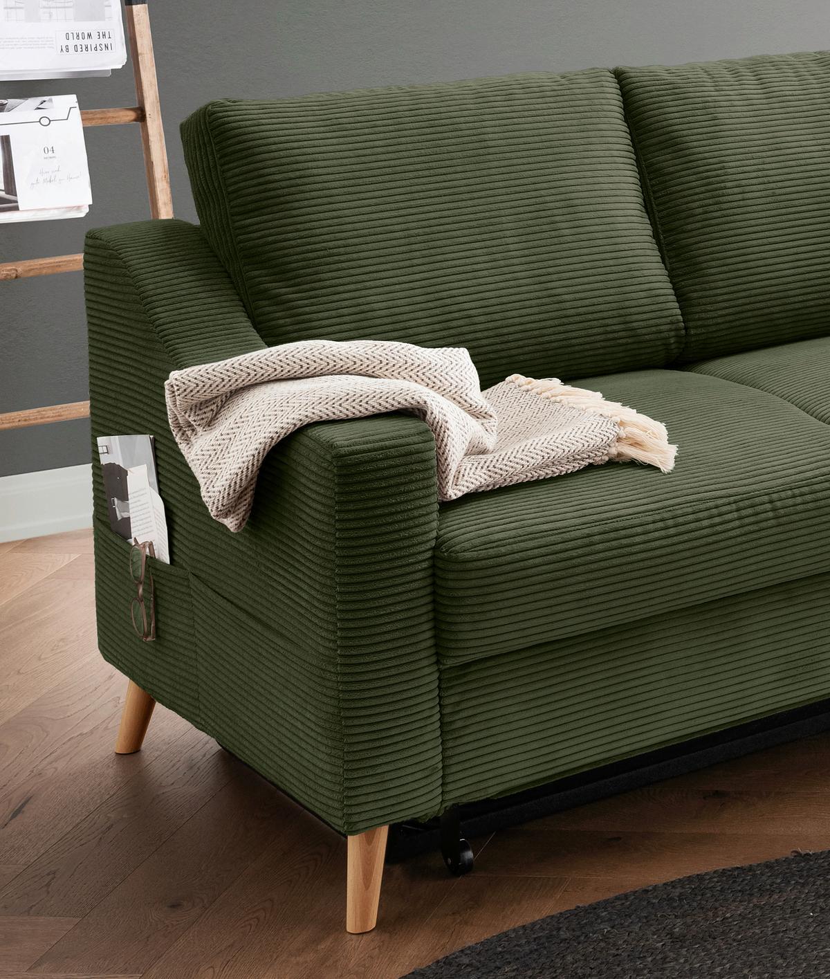 Ecksofa Valentina Dunkelgrün S: 230x200 Cm - Dunkelgrün/Naturfarben, MODERN, Textil (230/200cm) - Livetastic