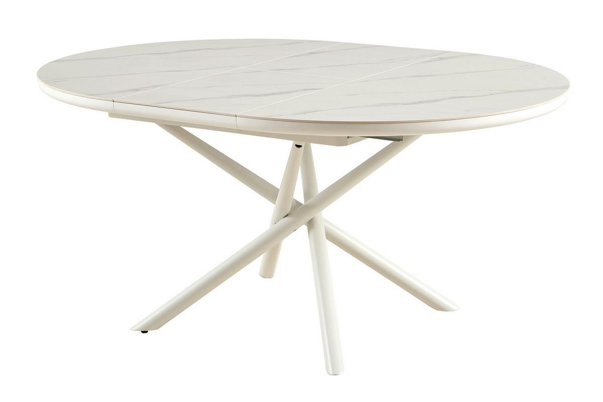 Esstisch Weiß B: 120-160 Cm - Weiß, MODERN, Keramik/Holzwerkstoff (120-160/120/76cm) - Livetastic