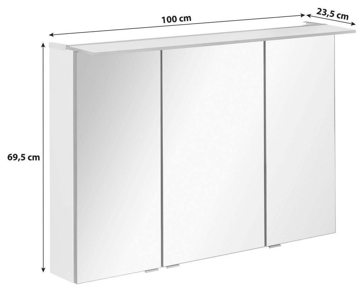 Spiegelschrank B.perfekt + Led 3-Türig 100x69,5x23,5 cm Braun - Dunkelbraun/Silberfarben, MODERN, Glas/Holzwerkstoff (100/69,5/23,5cm) - MID.YOU