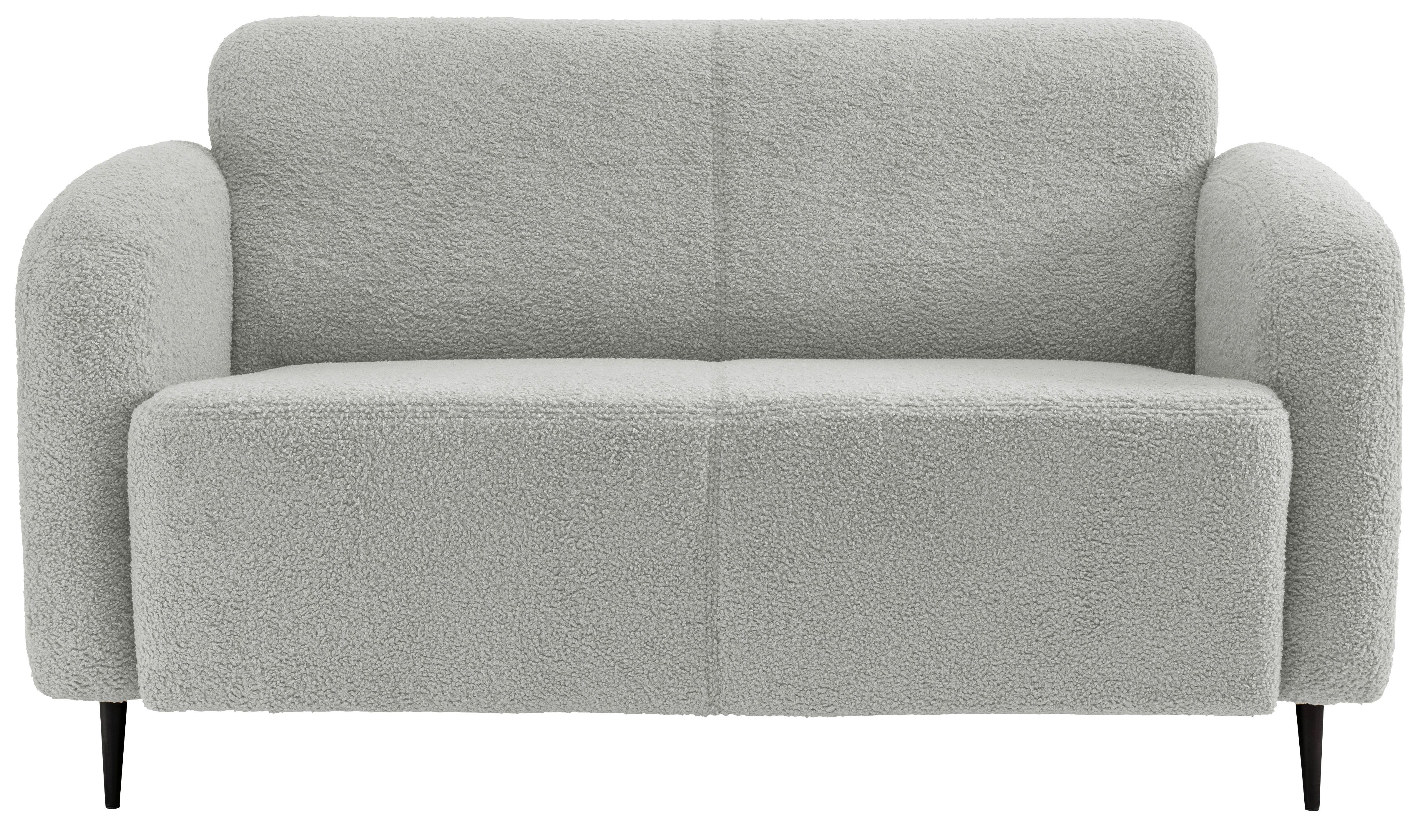 2-Sitzer-Sofa Marone Hellgrau Teddystoff - Hellgrau/Schwarz, MODERN, Textil (140/76/90cm) - Livetastic