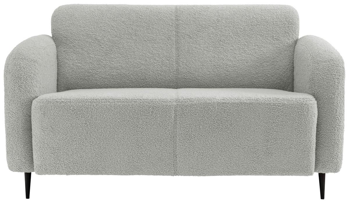 2-Sitzer-Sofa Marone Hellgrau Teddystoff - Hellgrau/Schwarz, MODERN, Textil (140/76/90cm) - Livetastic