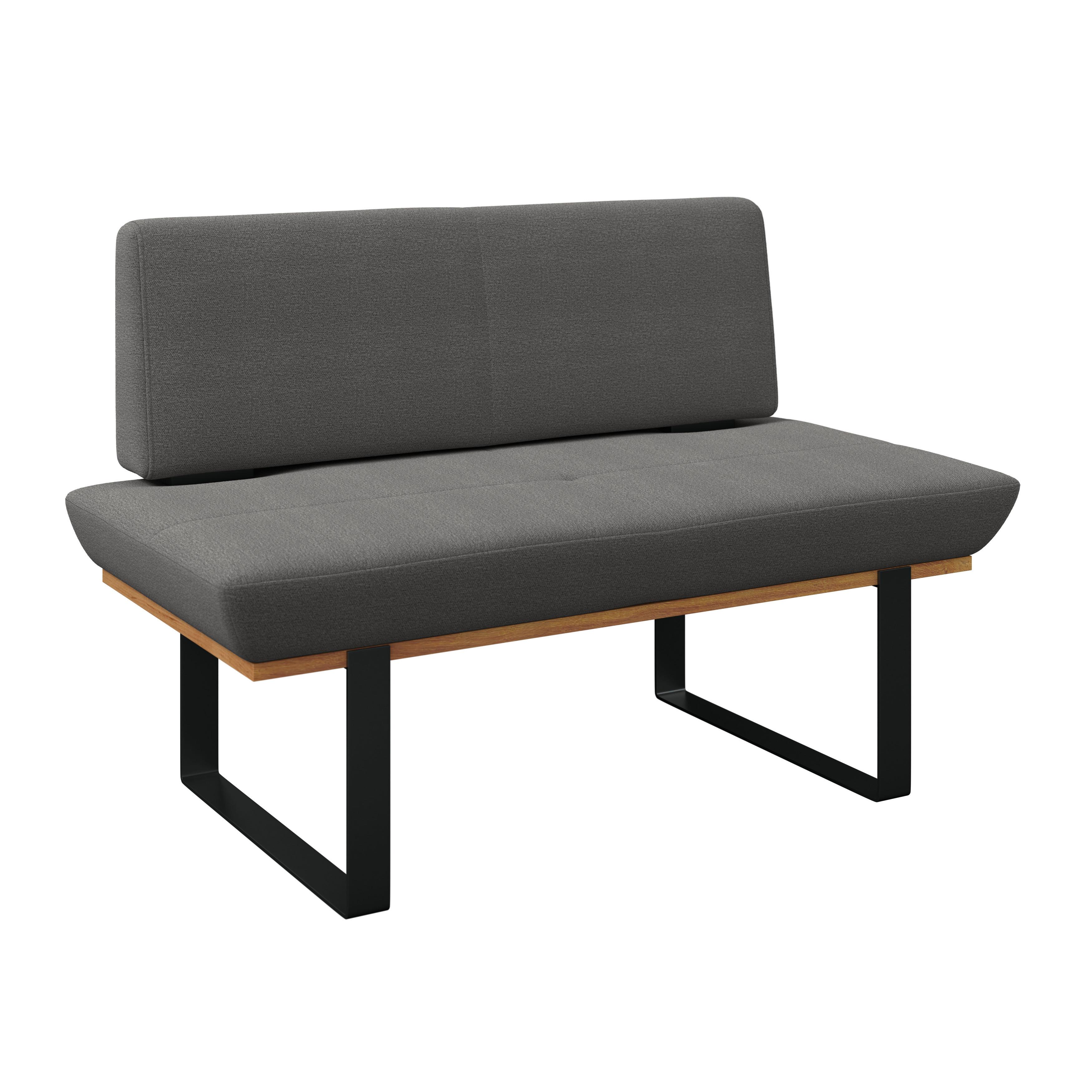 Sitzbank Tristan Webstoff anthrazit, B: 130cm - Anthrazit/Schwarz, MODERN, Holz/Textil (130/48/90cm) - James Wood