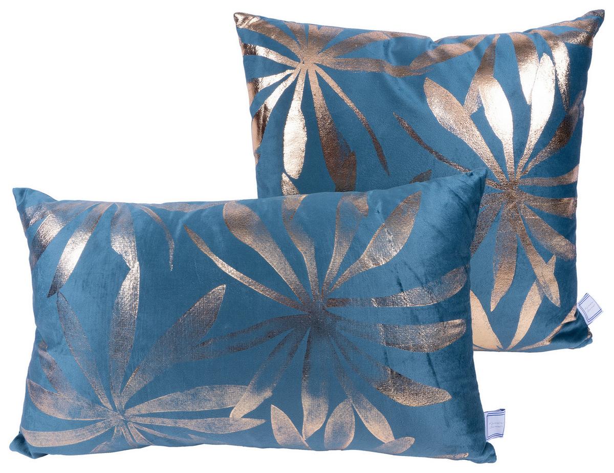 Zierkissen Prisma 30/45x50/45 cm Polyester Goldfarben/Petrol - Goldfarben/Petrol, KONVENTIONELL, Textil (30x45/50x45cm)