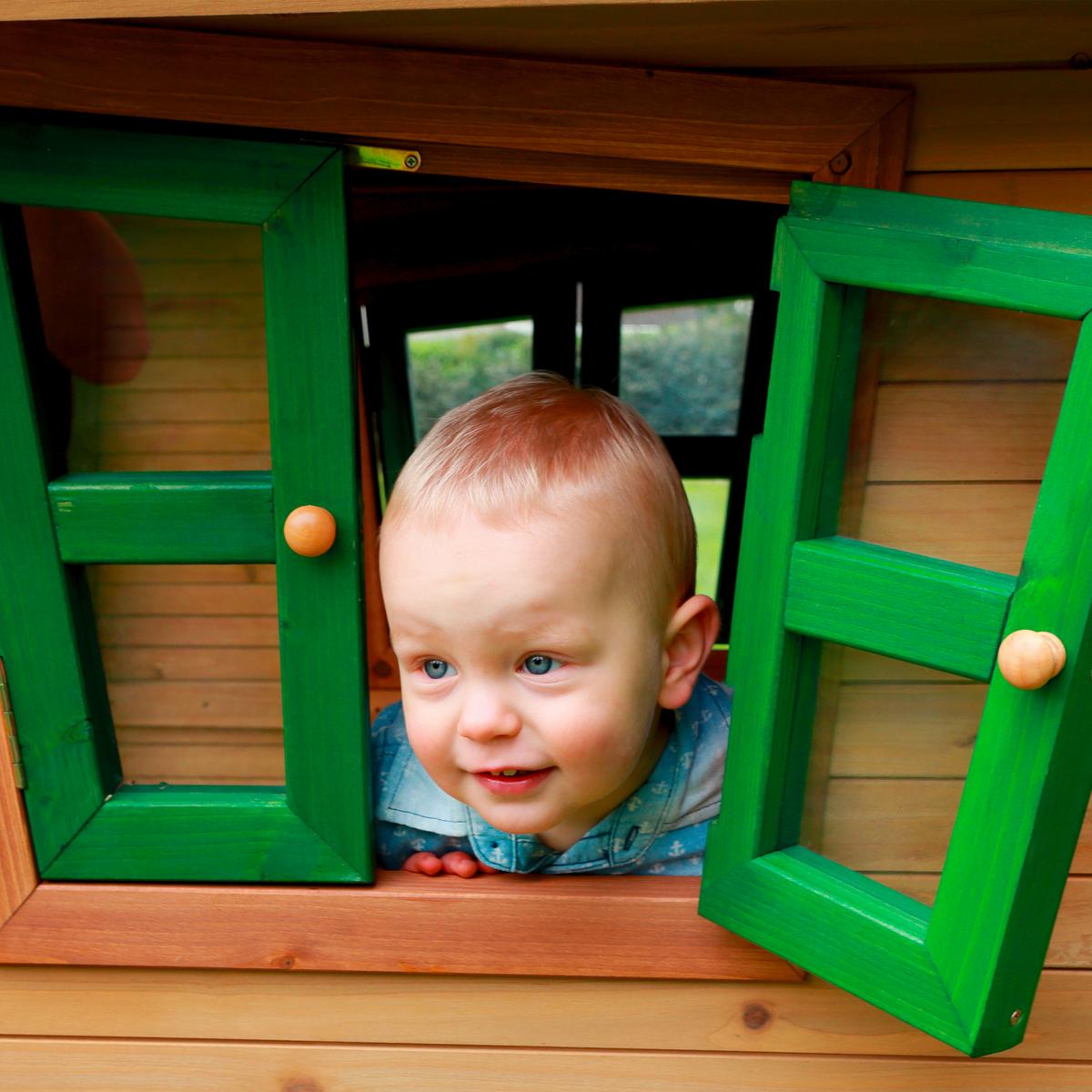 Spielhaus Natur, Rot L: 177 B: 264 H: 203 - Rot/Braun, LIFESTYLE, Holz/Kunststoff (177/264/203cm)