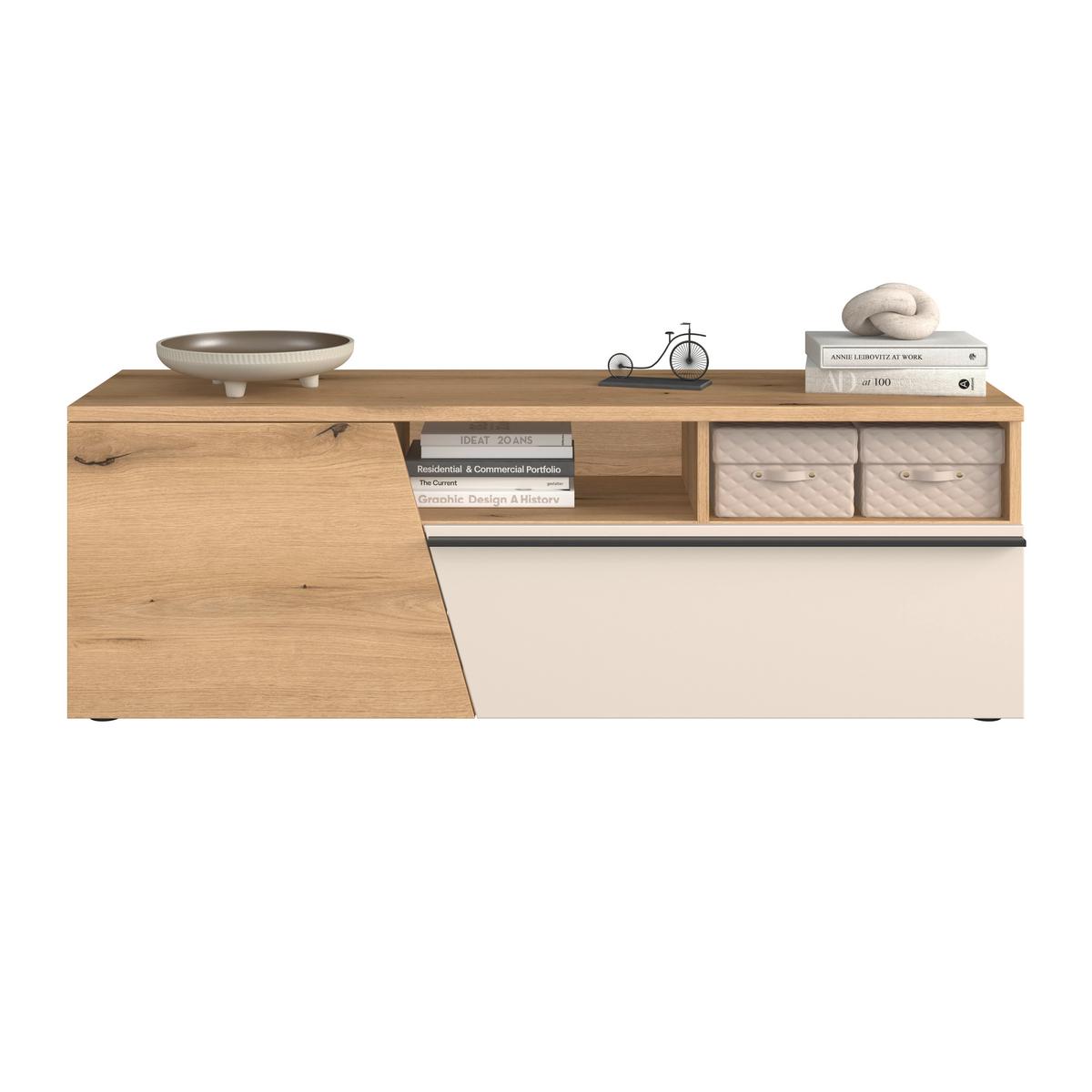 TV-Lowboard Venedig NEW Eichefarben/Kaschmir B: 140 cm - Kaschmir/Eichefarben, MODERN, Holzwerkstoff (140/47/40cm)