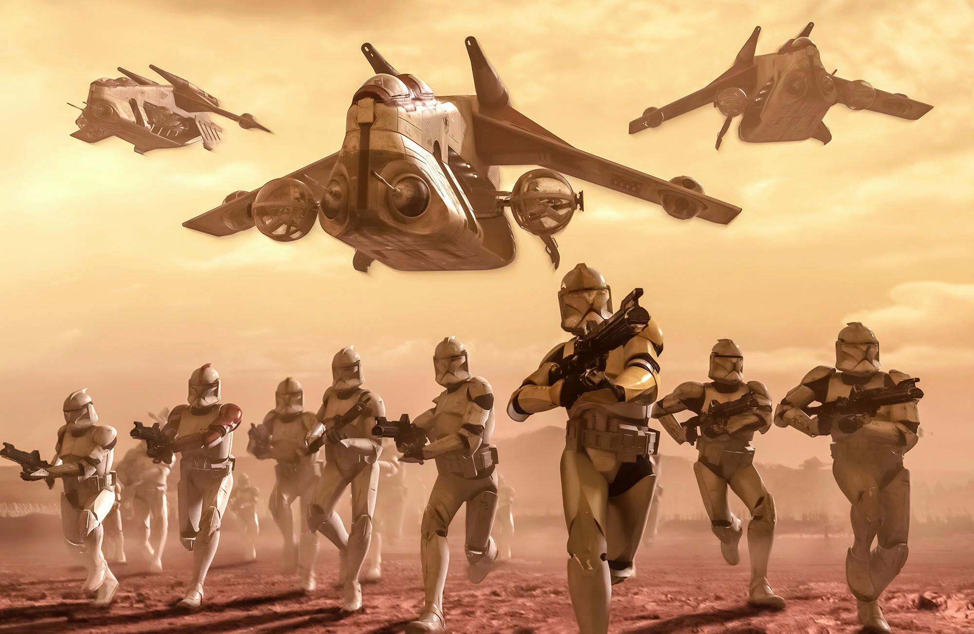 Fototapete Star Wars Clone Trooper - Gelb/Braun, Trend, Textil (400/260cm)