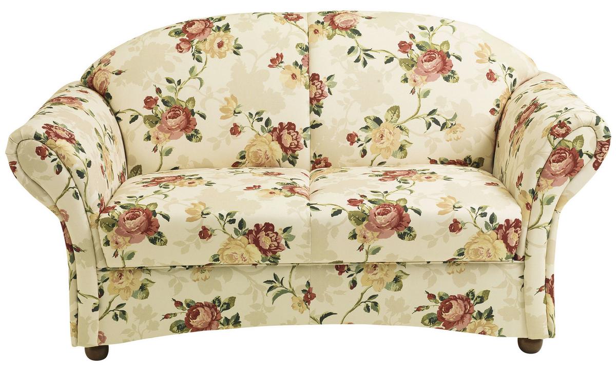 2-Sitzer-Sofa Corona Gelb/Rot/Beige, Blumen Design - Gelb/Beige, Design, Textil (151/85/81cm) - Max Winzer