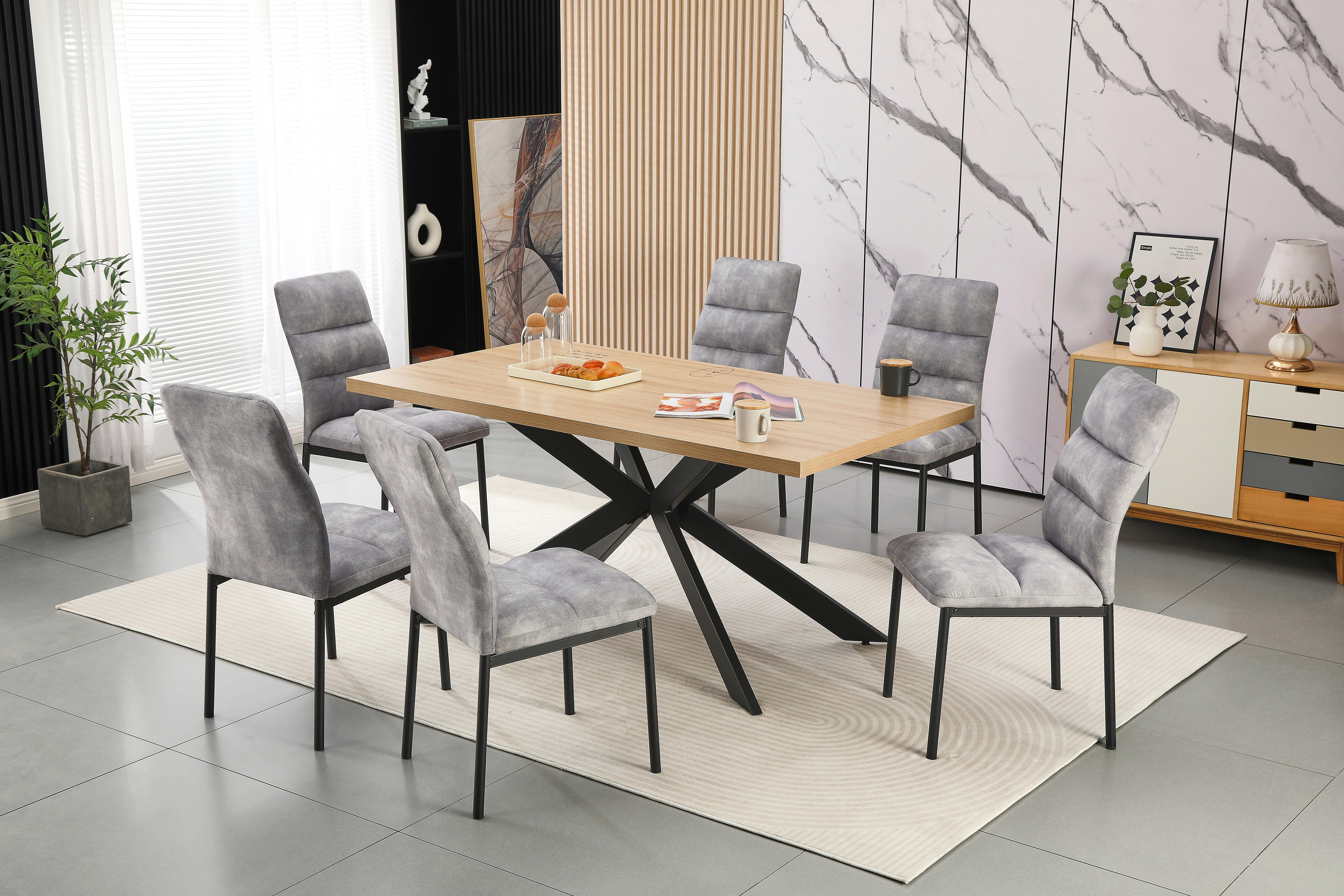 JÍDELNÍ SET SYDNEY - šedá/černá, Moderní, kov/kompozitní dřevo (160/75/90cm)