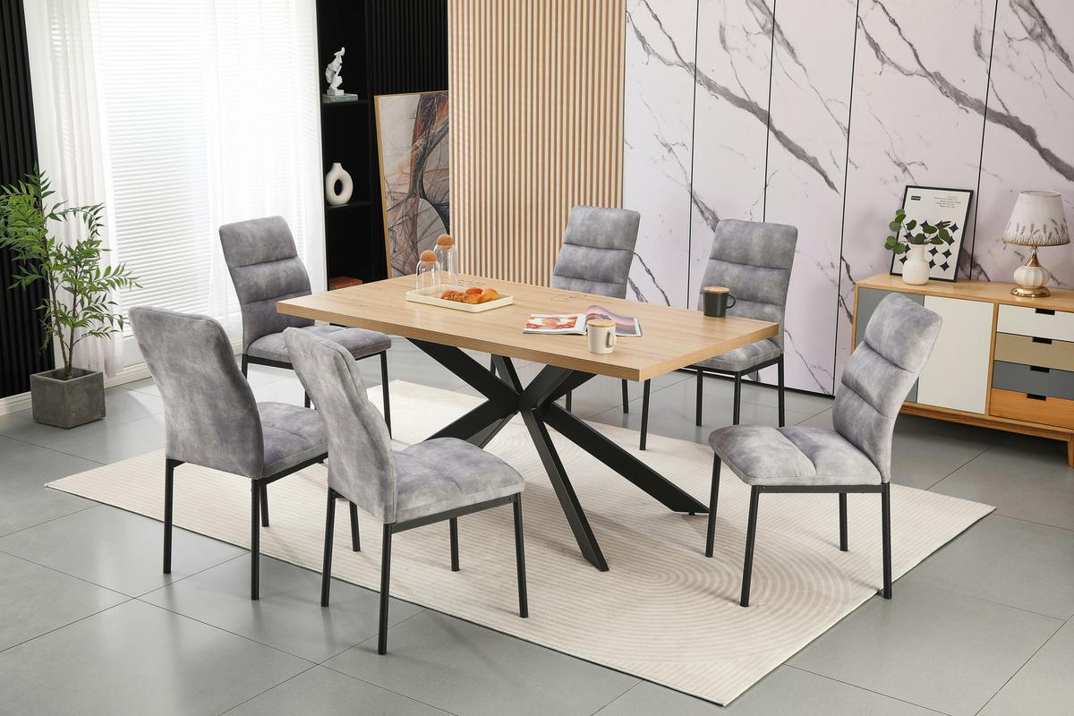 JÍDELNÍ SET SYDNEY - šedá/černá, Moderní, kov/kompozitní dřevo (160/75/90cm)