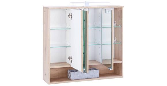 Spiegelschrank Fresh mit Led 3 Türen 80x75x20 cm - Eiche Artisan, KONVENTIONELL, Glas/Holzwerkstoff (80/75/20cm) - Ondega