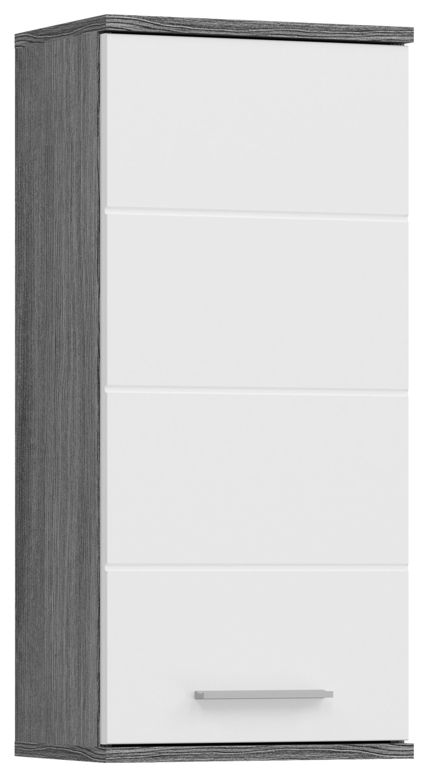 Závěsná skříňka Blake, vysoce lesklá bílá/šedá - šedá/vysoce lesklá bílá, Moderní, kompozitní dřevo (35/77/25cm) - MID.YOU
