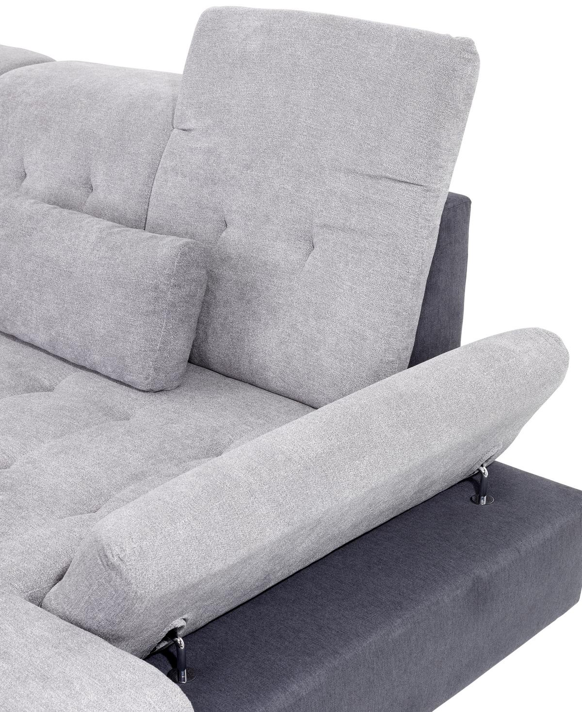 Wohnlandschaft Madera Mit Schlaffunktion Anthrazit/Grau - Anthrazit/Silberfarben, MODERN, Kunststoff/Textil (212/358/190cm) - Ondega