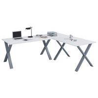 Eckschreibtisch Lona Weiß B: 80 Cm - Silberfarben/Weiß, MODERN, Holzwerkstoff/Metall (220/80/76cm) - MID.YOU