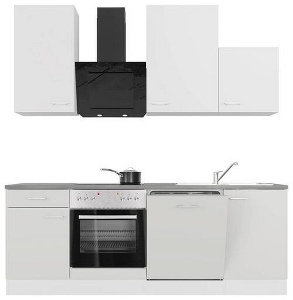 Küchenblock Lucca Weiß/graubraun B: 220 Cm - Graubraun/Weiß, MODERN, Holzwerkstoff (220cm) - FlexWell